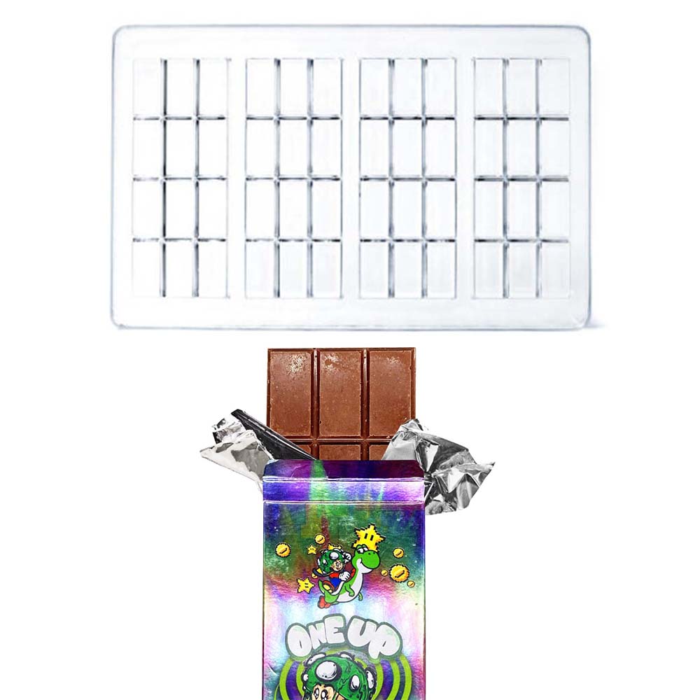 

Official 12 Grid One Up Chocolate Mold Mould Compitable with Packing Boxes Mushroom Shrooms Bar 3.5G 3.5 grams Oneup Packaging Pack Package Box