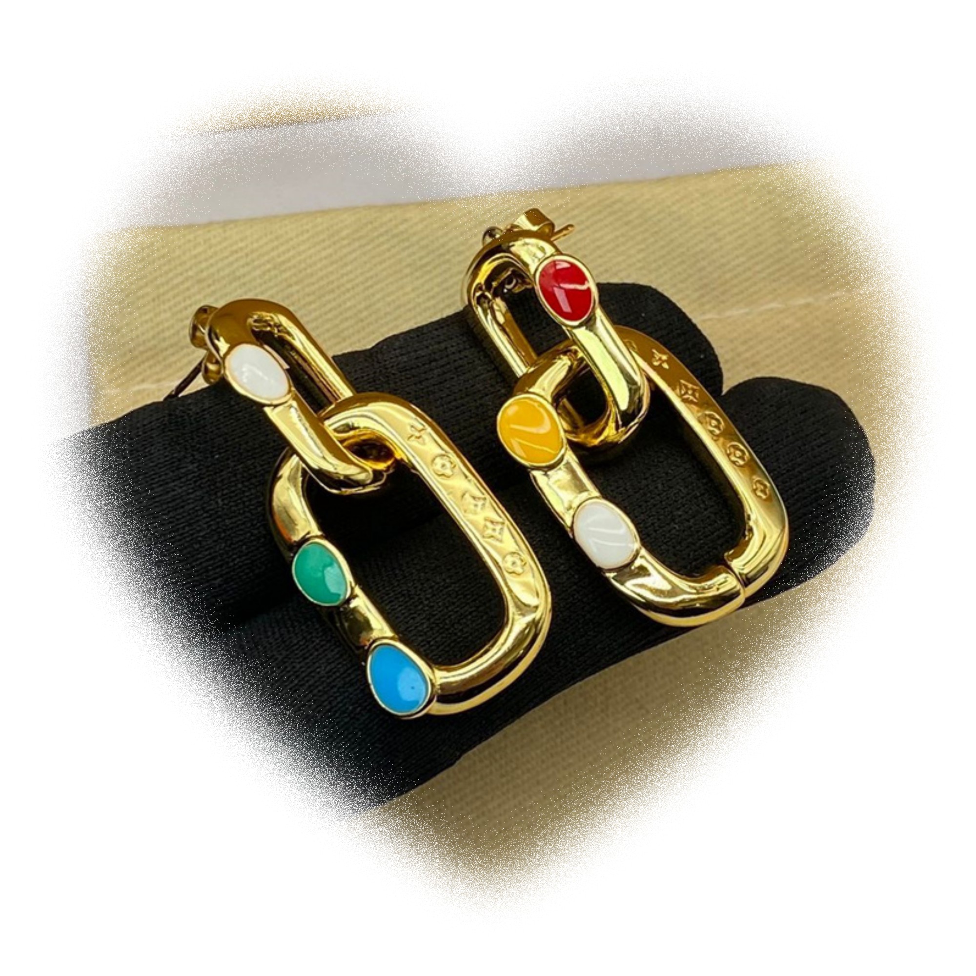 Enamel dangle earrings for women, fashion metal colourful finish earrings gold jewellery surprise for fiancee designer jewelry Dropshipping-image-862460083
