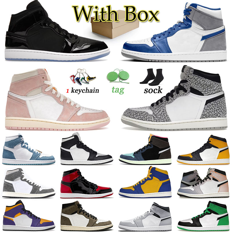 

Jorda 1 Basketball Shoes J1 Men Women Trainers Jumpman 1s Designer Sneakers Black White High OG Reverse Laney Skyline Space Jam Sports Offs White Yellow Toe Denim US 12, B39 36-46 twist