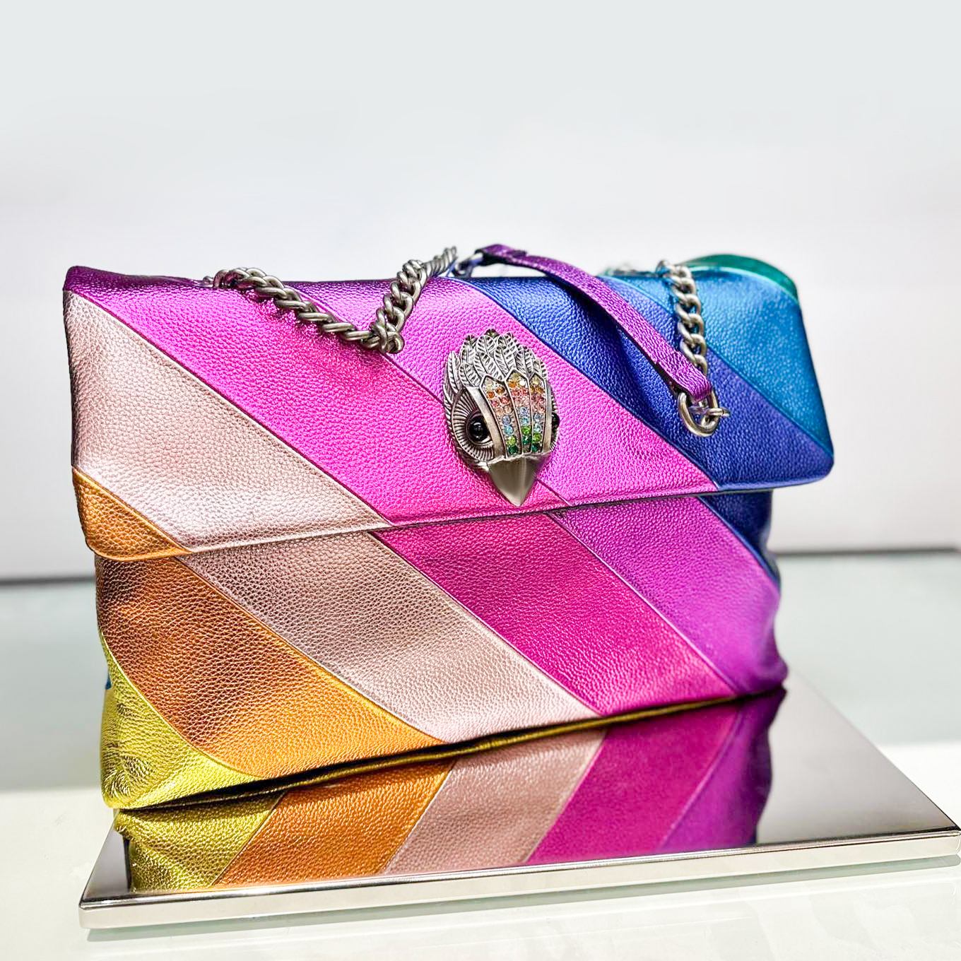 

Kurt Geiger Womens Small Messenger rainbow bags Luxury london leather Designer handbag Shoulder clutch lady sling bag totes mens purses chains crossbody bags hobo