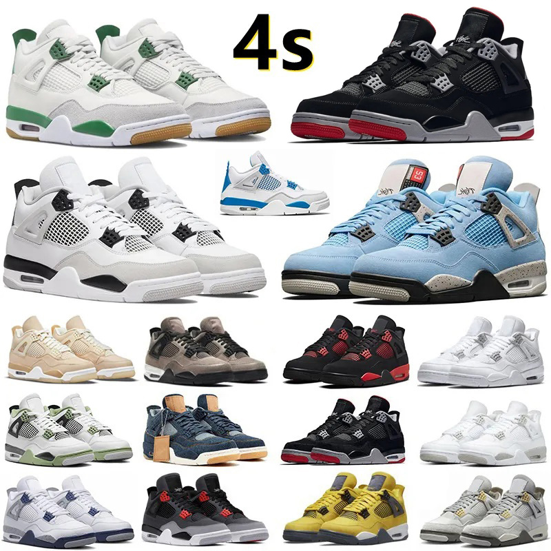 

Men Women Basketball Shoes Jumpman 4 4S Sneaker Black Cat Bred Military Fire Red Sail White Oreo Pure Money Dark Mocha University Trainers Sports Sneakers, 19