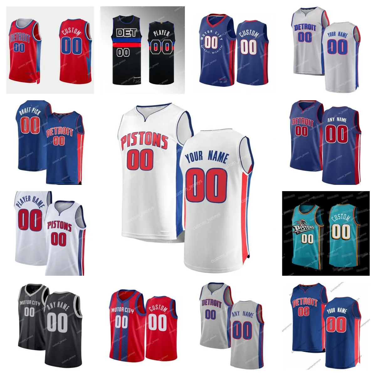 

2023 Custom Detroit''Pistons''Men Jersey Women Youth #00 Any Name Any Number 75th 2023 Edition Basketball Jerseys, #8