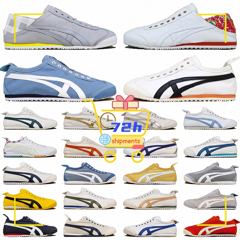 

onitsukas tigers running shoes summer canvas series mexico 66 deluxe mens womens latex combination insole parchment midsole slip-on lazy training casual shoes, Colour# 24