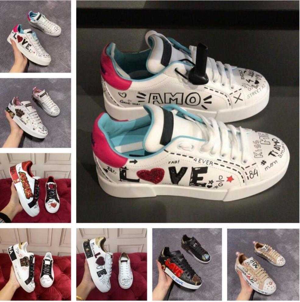 

dgs''dolc''gabbanas Famous Brand Portofin Sneakers Shoes Lowtop Nappa Calfskin Trainers Crown Embroidery Footwear Chunky Rubber Sole Skateboard Walking EU354 N1GF, 11