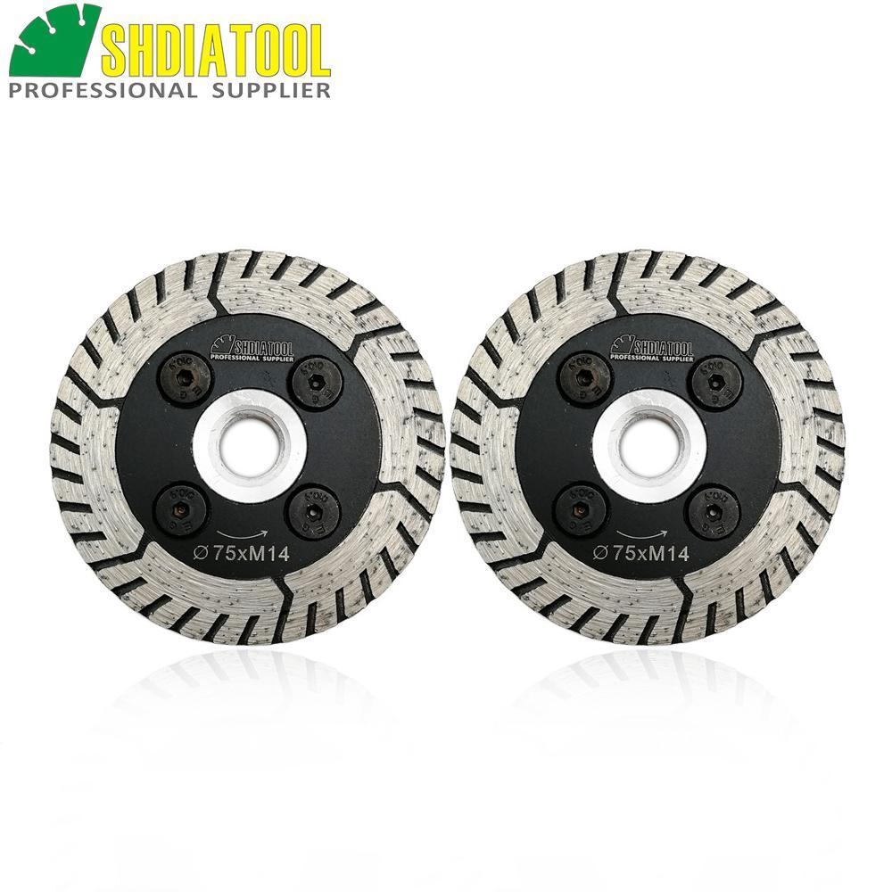 

Tools SHDIATOOL 2pc Dia 75mm/3" M14 or 5/811 Flange Diamond Cutting Grindng Disc Dual Saw Blade For Granite Marble Concrete