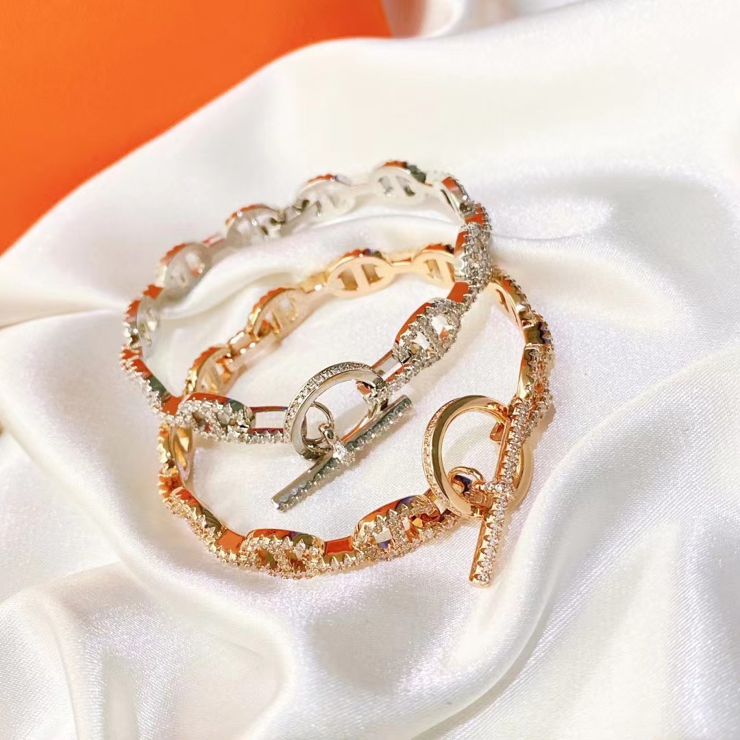

New Product Brand H Diamond Chain Bracelet for women's fashion classic Crystal OT bracelet 18k gold high quality designer bracelet jewelry