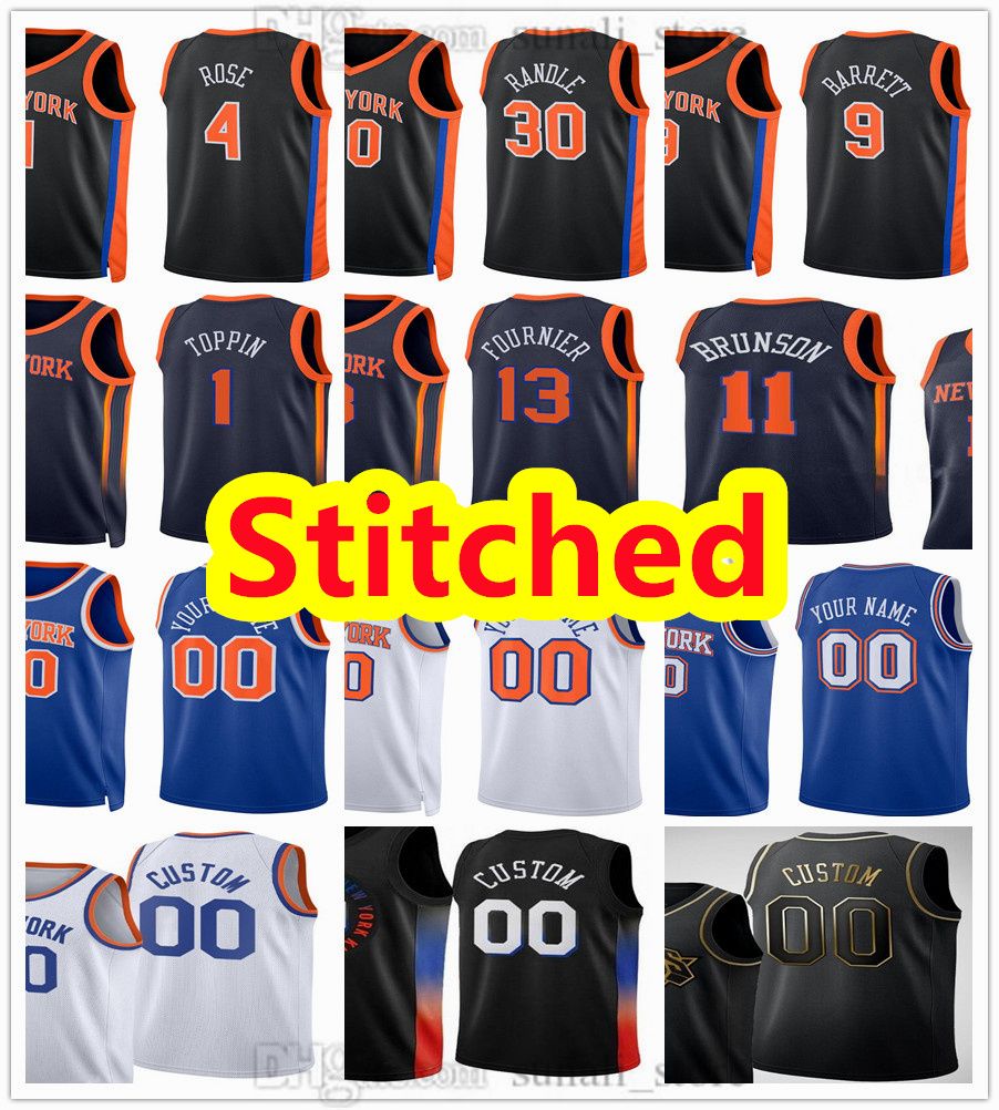 

CUSTOM Stitched Basketball Jerseys Julius 30 Randle RJ 9 Barrett Jalen 11 Brunson Immanuel 5 Quickley Cam 0 Reddish Obi 1 Toppin Mitchell Ro, Black