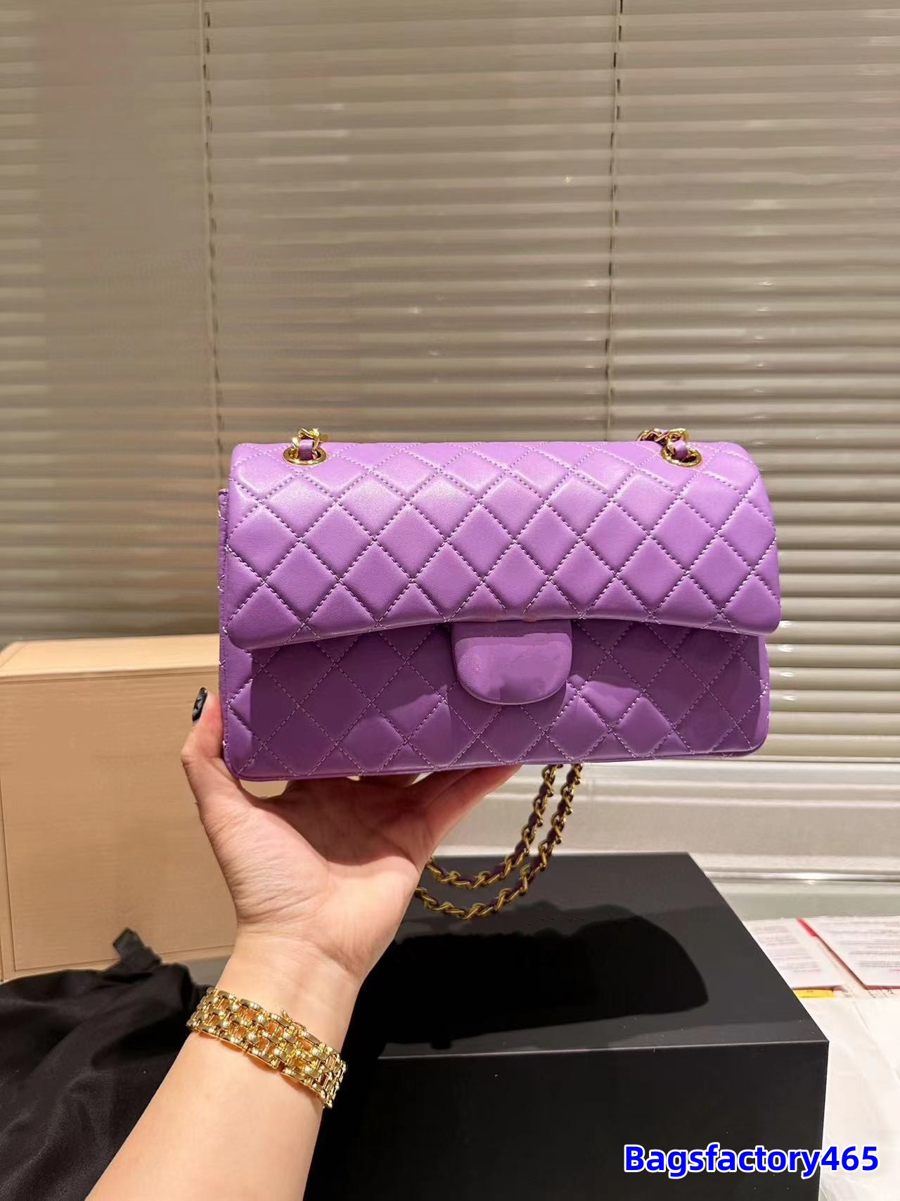 

Designer Hand Bag Fashion Bags Crossbody Luxury Tote Bags sheepskin Leather Ladies Pochette Classic Quilted Sheepskin Shoulder Handbags Womans Flap Sling Bag 25cm, Purple