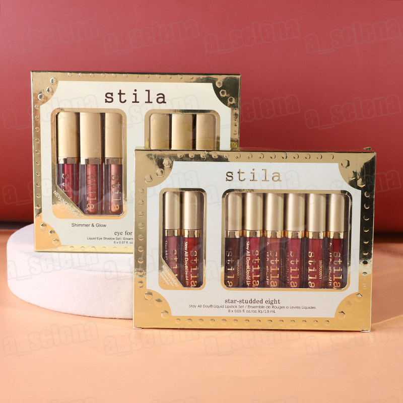 

Stila Star-studded Eight Stay All Days Liquid Lipstick Lip Gloss Long Lasting Creamy Shimmer Eye Shadow 6pcs 8pcs, 6pcs/set liquid eyeshadow