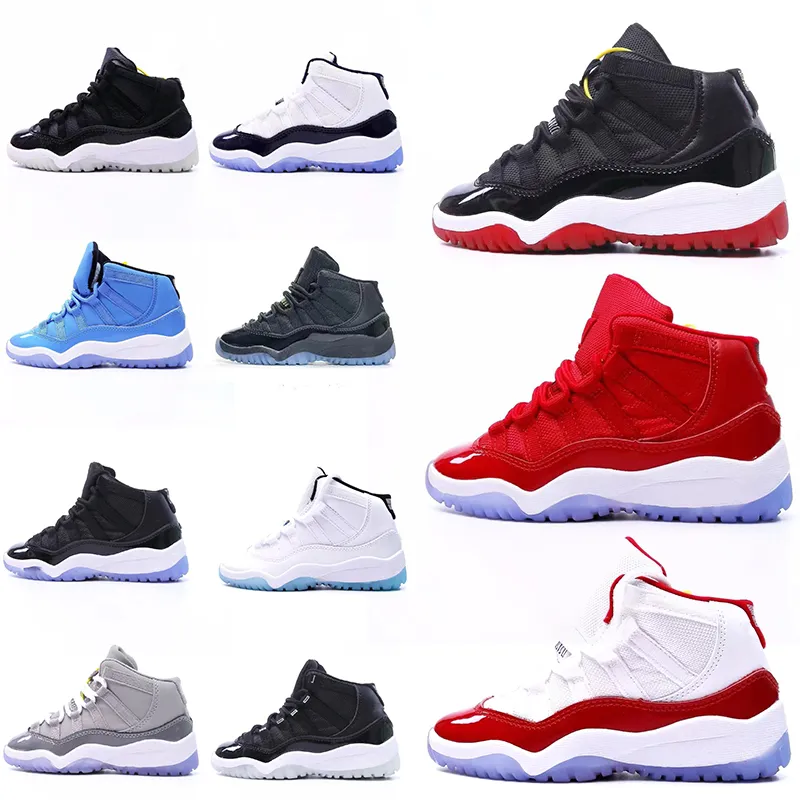 

New Fashion designer children basketball kids shoes jumpman baby 11 11s XI Cherry Red Bred Cool Grey Concord Unc Win Like for toddler sneake, Win like 96