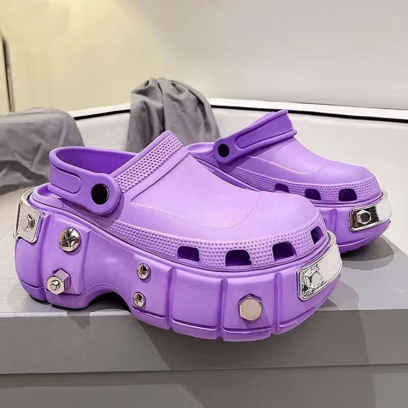 

Metal Men's and Women's Designer Sandals Fashion Cake Slide Hollow Out Slippers Summer Leisure Park Beach Light Motorcycle Shoes Size 35-41, 9#