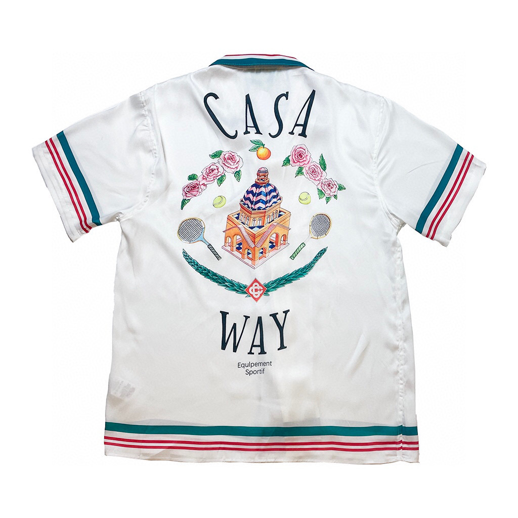 

23ss Europe France Paris Building Flower Print Tee Hawaii Beach Swan Silk Casual Shirt Spring Summer Cool Hip hop Short Sleeve, White