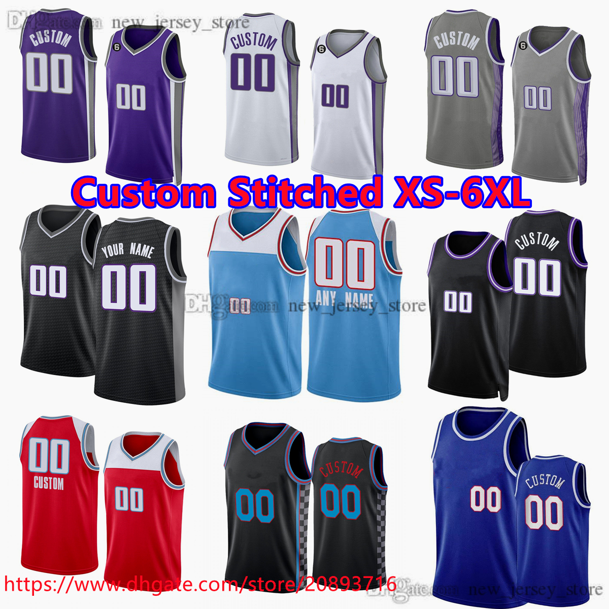 

Custom Stitched XS-6XL Basketball Jersey De'Aaron 5 Fox 13 Keegan Murray 0 Malik Monk 10 Domantas Sabonis 15 Davion Mitchell 9 Kevin Huerter 40 Harrison Barnes Jerseys, Stitched jersey with 6 patch