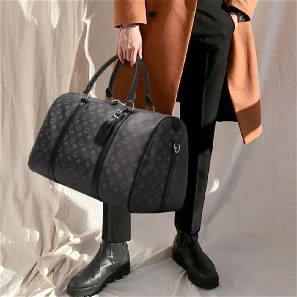 

Classic Designers fashion duffel bags luxury men female travel bags leather handbag large capacity holdall carry on luggage overnight weekender bag with lock 41414, Brown flowers
