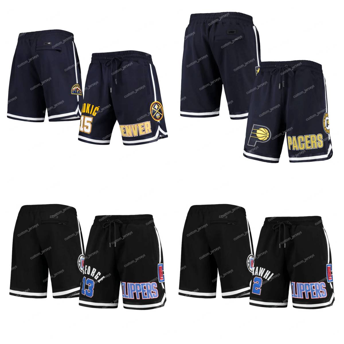 

Denver''Nuggets''Indiana Los Pacers''Angeles''Clippers Black Men Basketball Shorts Pocket Basketball Jersey Pants, #2