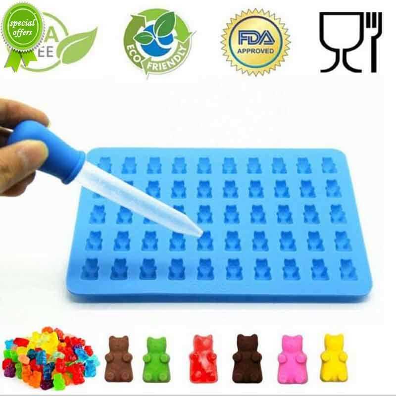 

New Silicone Forms Silicone Mold Gummy Bear Shape Bear Mould Jelly Bear Cake Candy Trays With Dropper Rubber Chocolate Maker