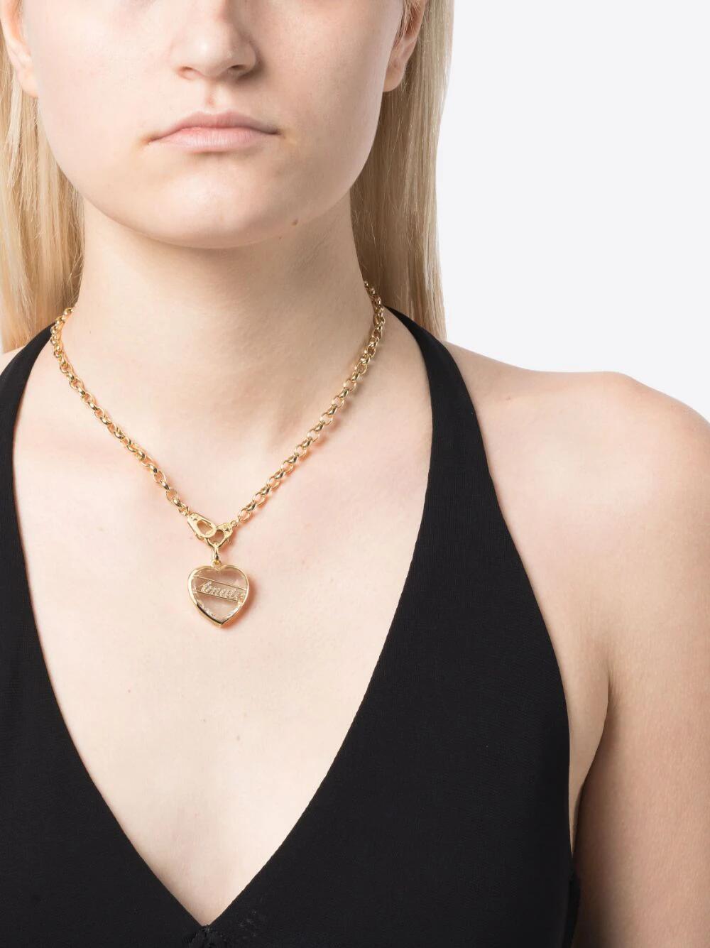 

Far Fetch Foundrae chain necklace brand logo designer luxury fine jewelry for women pendant k Gold Love Heart gold Sister Hook diamond necklace