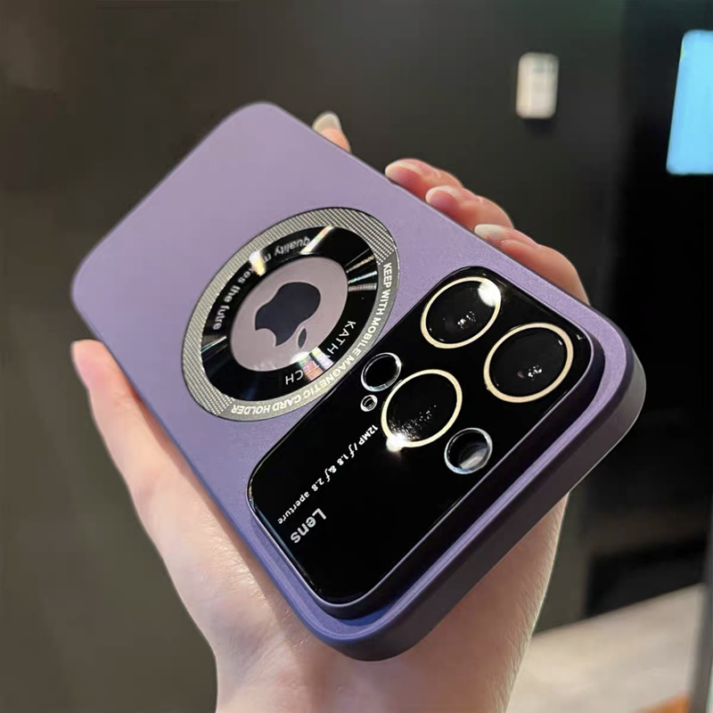 

Magnetic Magsafe Wireless Charging Phone Case For iPhone 14 13 12 Pro Max Logo Hole Camera Lens Portection Cellphone Cover Funda, Orang-no magsafe