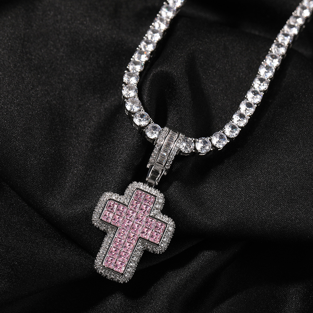Iced Out Cross Pendant Necklace Gold Silver Hip Hop Necklace Jewelry For Men