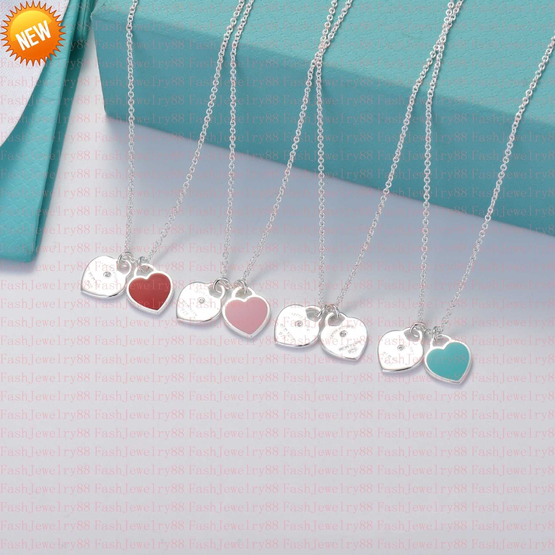 

Designer single peach heart necklace woman stainless steel blue pink green pendant luxury jewelry Valentine's Day Christmas gift wholesale with box