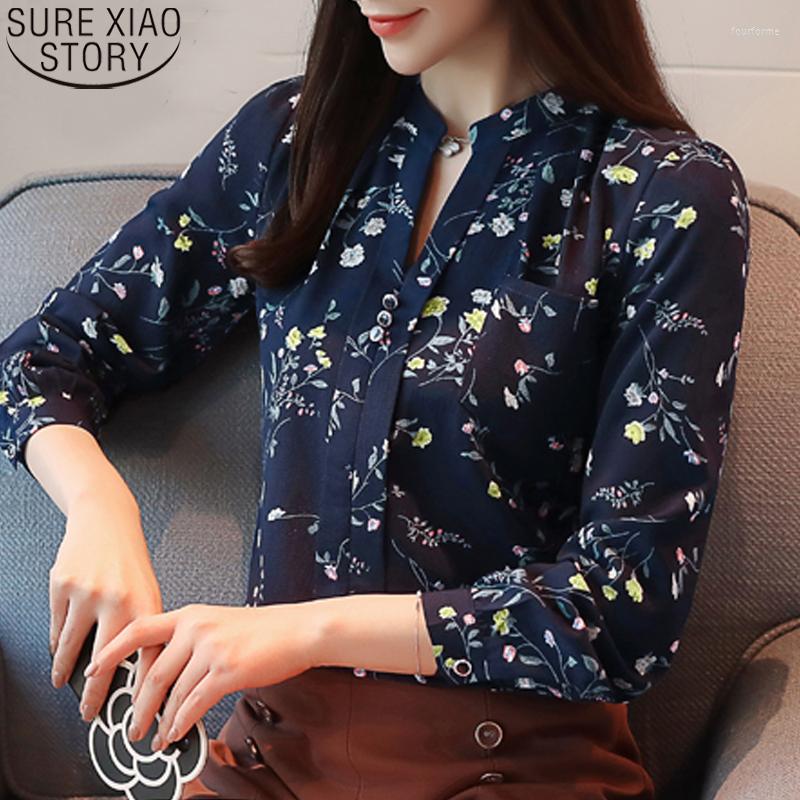 

Women's Blouses Fashion 7 Colors Print Shirt Women Spring Long Sleeve Chiffon Blouse Floral And Shirts Blusas OL Style Z0001, A2