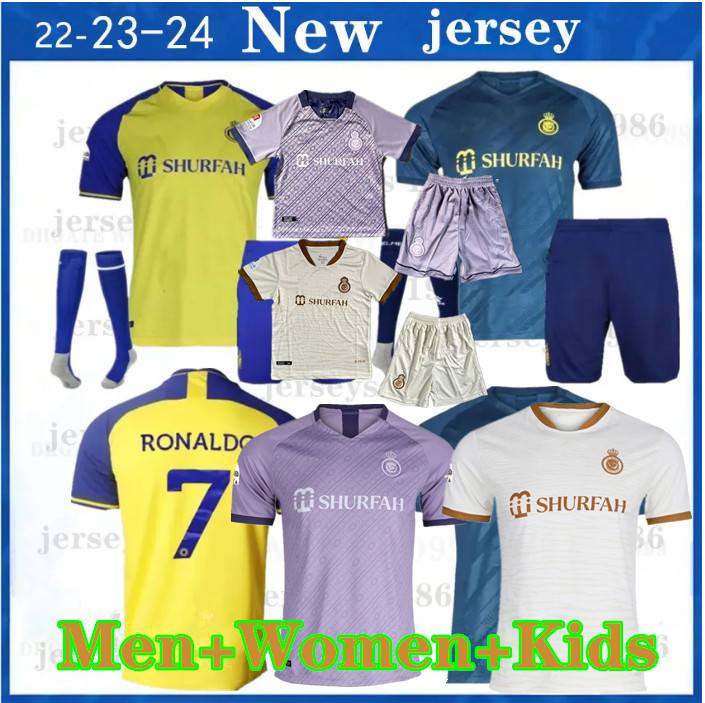 

22 23 Al Nassr FC soccer Jerseys Ronaldo Men Kids Kit uniform Home yellow CR7 boys Football shiirt T Al-Nassr away third fourth MARTINEZ GHAREEB Saudi Arabia Men Shirt