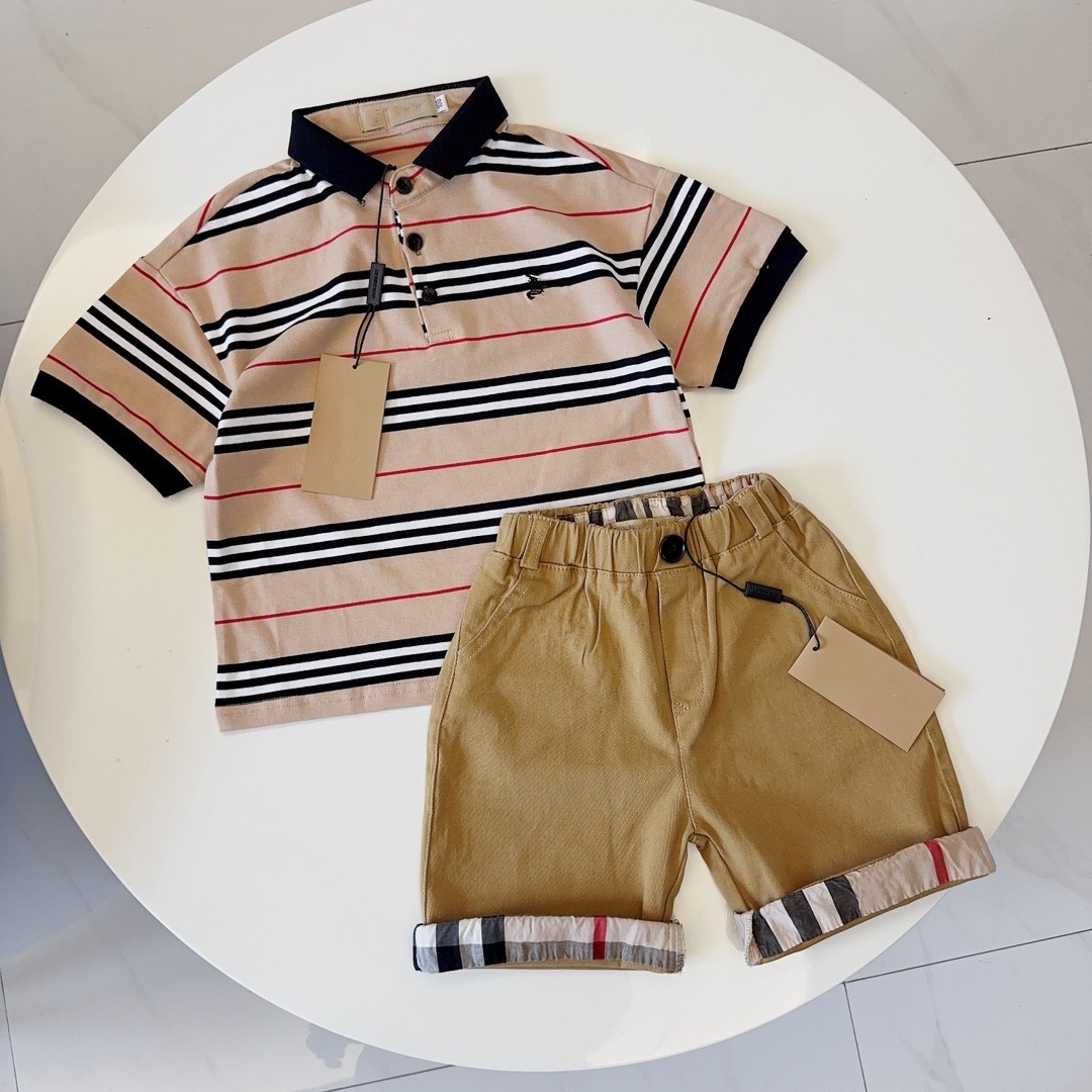 

kids designer clothes baby polo short set toddler t shirt kid clothe lapel Classic plaid design luxury brand summer boys Girls 4 styles, Style 2