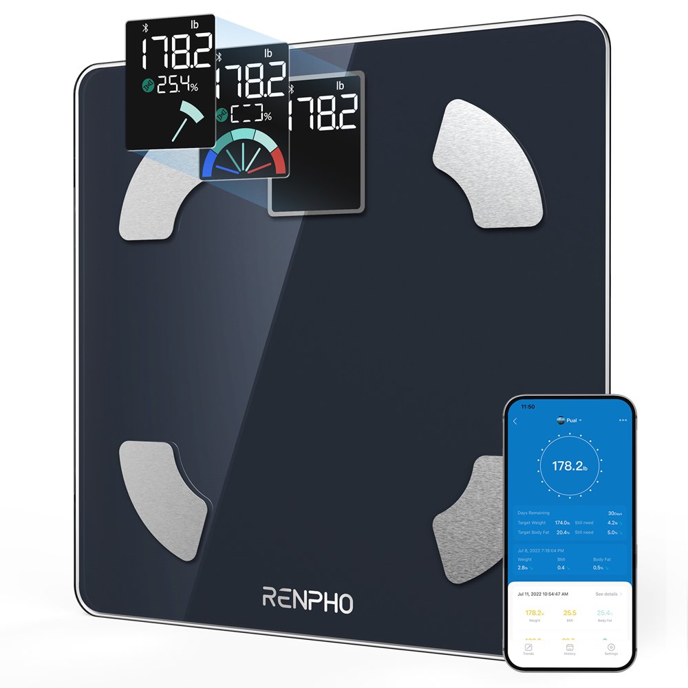 

Bluetooth Smart Scale for Body Weight with All-in-One VA Display, 400lbs, Default