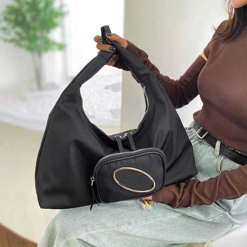 

Designer Luxury nylon shoulder bags Fashion brand underarm handbag women totebag Large capacity crossbody purse bags, Black10