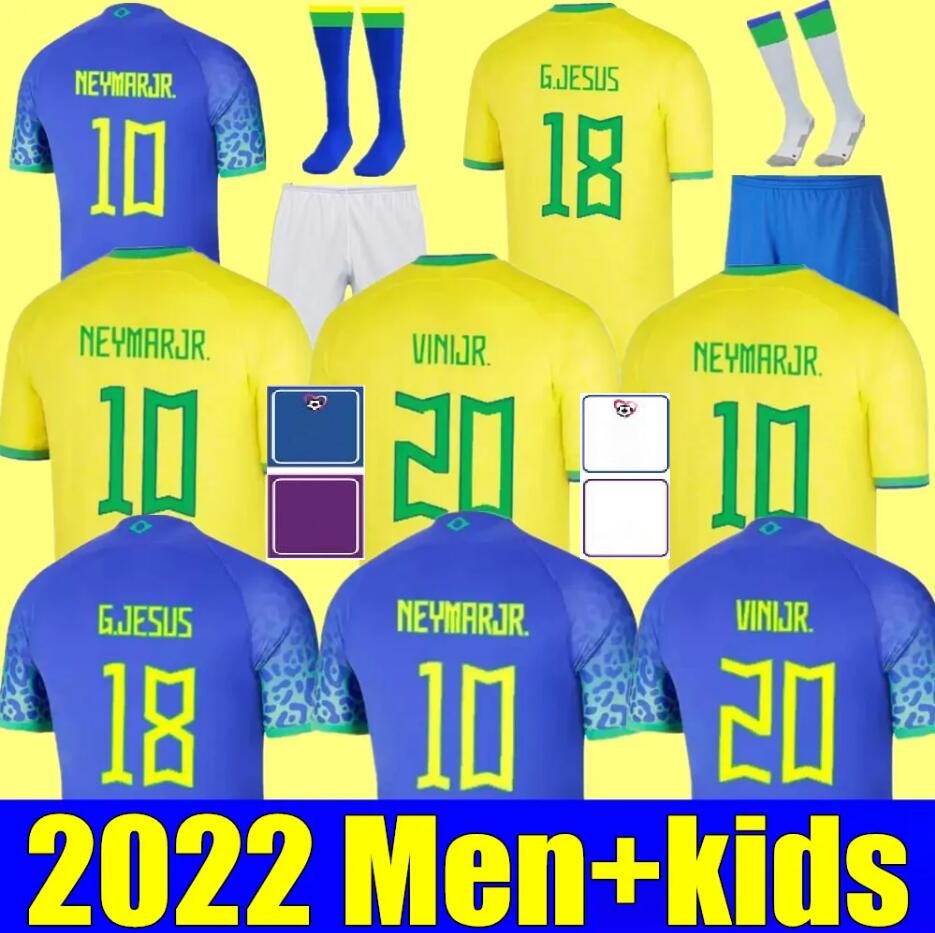 

2022 soccer jersey Camiseta de futbol world cup 2023 PAQUETA NERES COUTINHO bRAZILS football shirt FIRMINO JESUS MARCELO PELE brasil 22 23 maillot de foot men kids kit, Women away+world cup patch