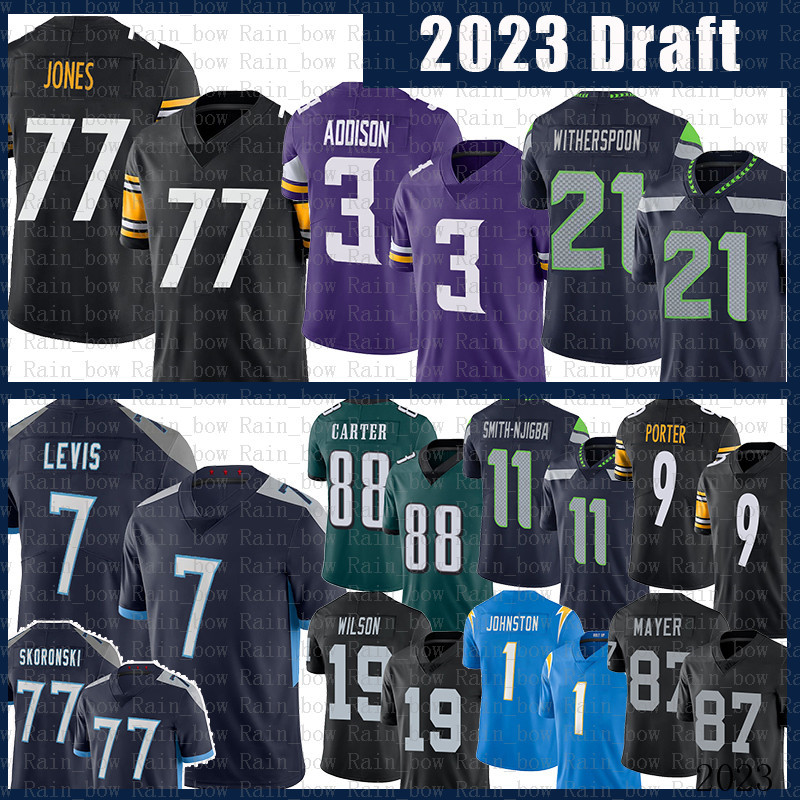 

Devon Witherspoon Jaxon Smith-Njigba Football Jersey Peter Skoronski Will L e v i s Broderick Jones Joey Porter Jr. Quentin Johnston Addison Tyree Wilson Jalen Carter, Mens-tt