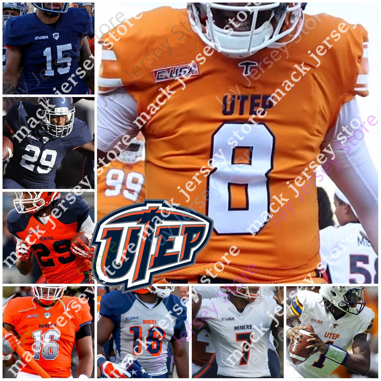 

Football Jerseys Custom UTEP Miners Football Jersey College Gavin Hardison Deion Hankins Brownholtz Reynaldo Flores Josh Fields Walter Dawn Jr. Tyrice Knight, Navy