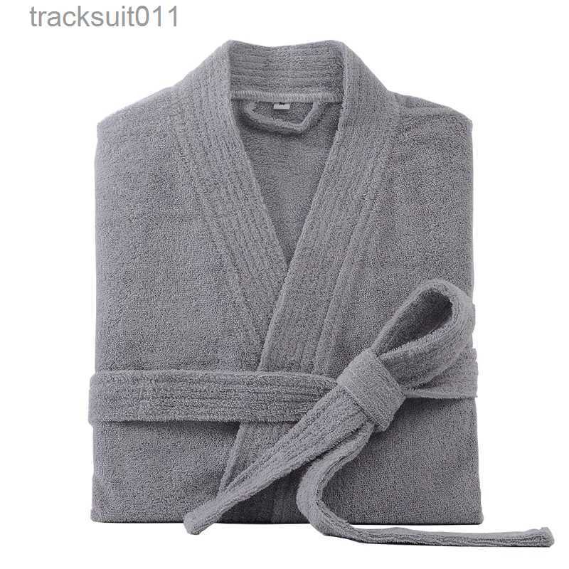 Men's Robes 100% Cotton Bathrobe for Men Long Thick Absorbent Terry Bath Robe Kimono Men Towel Bathrobe Solid Sleepwear Women Dressing Gown-image-924705533