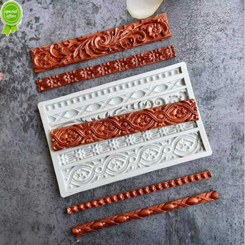 

New Cake Border Silicone Mold DIY Cake Baking Decoration Braided Rope Pearl Strip Fondant Cake Decoration Mold T095