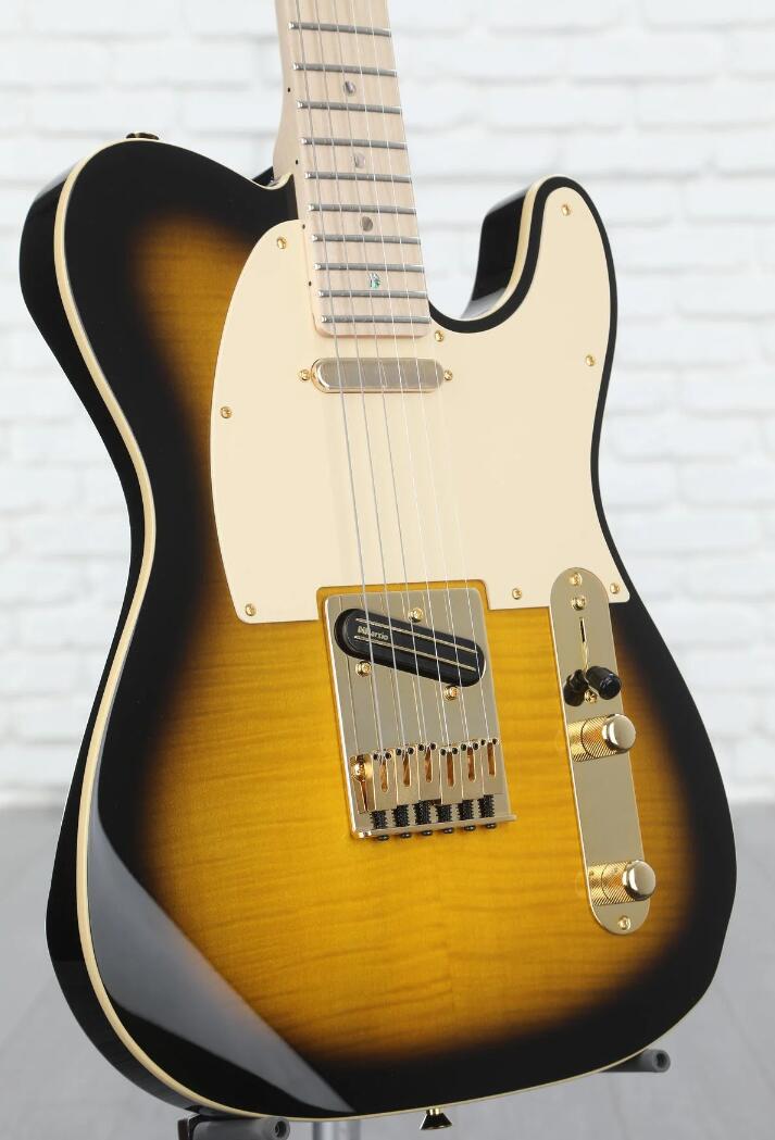 In Stock Richie Kotzen 2-Tone Sunburst Flame Maple Top Electric Guitar Maple Fingerboard Gold Hardware Abalone Dot Inlay 6-saddle Bridge-image-924743232