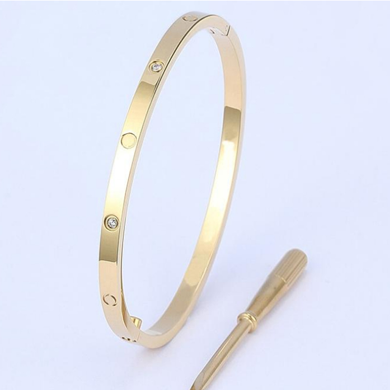 

4MM Thin 6th Bangles for women Love Bracelets silver rose gold Women Men Bracelet Couple Jewelry Woman With bag 16-19cm