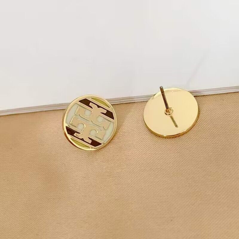 

2023 Luxury branded Antique design round stud 18k yellow Gold women letter logo stamp engrave dangle earrings girls wedding jewelry