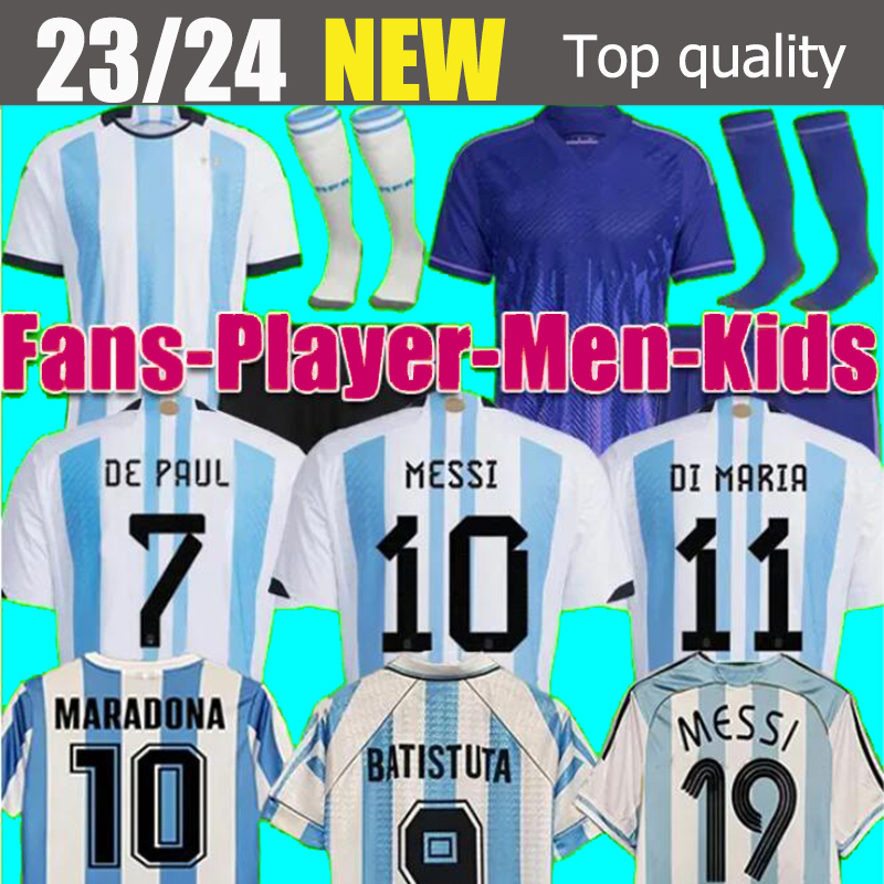 

Argentina Soccer Jerseys Retro Maradona Kempes Batistuta 86 98 02 06 Kits  RIQUELME 3 Star Football Shirts MESSIS J.ALVAREZ DI MARIA CANIGGIA National Team Kids kit, 17