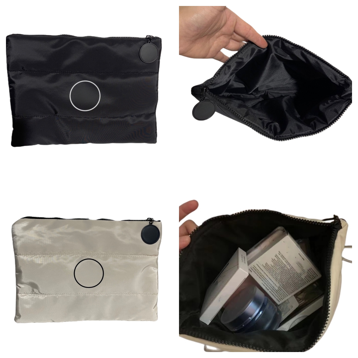 

Cosmetic Pouch Makeup Case Pouch Nylon C-Nylon Designer Luxury women pouch with zipper, Black