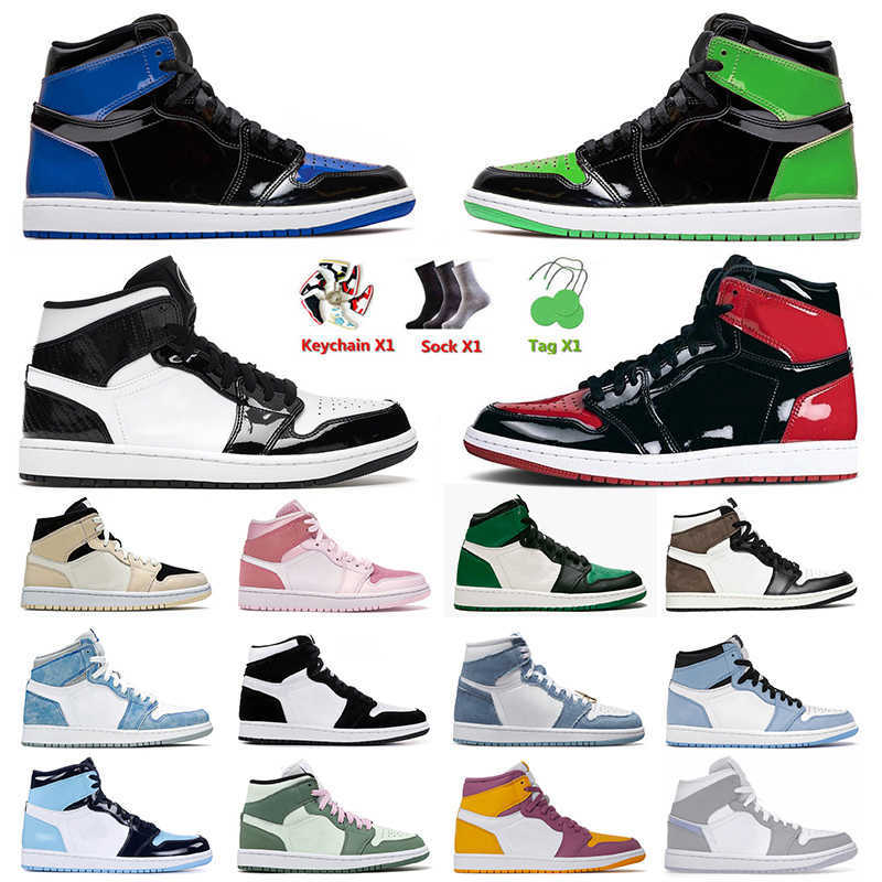 

Bred Patent Jumpman 1 1s Mens Womens Designer Basketball Shoes University Blue High OG Dark Mocha Panda Denim Mid Carbon Fiber Sports Sneakers Trainers Size 36-46, A2 36-46 shadow 2
