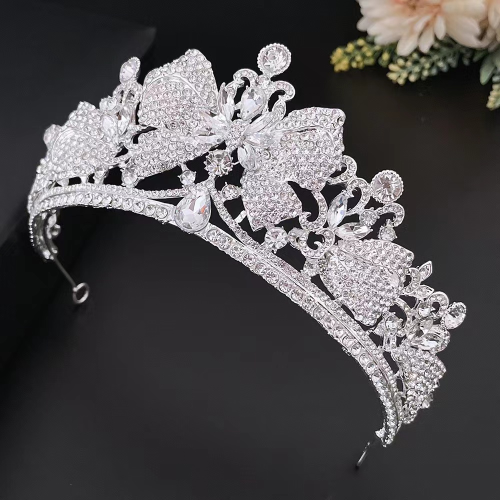 

New Full Diamond Bride Crown Headwear Sen Series Vintage Advanced Wedding Bow Photography Style Wedding Dress Jewelry Girl TS-0261-A