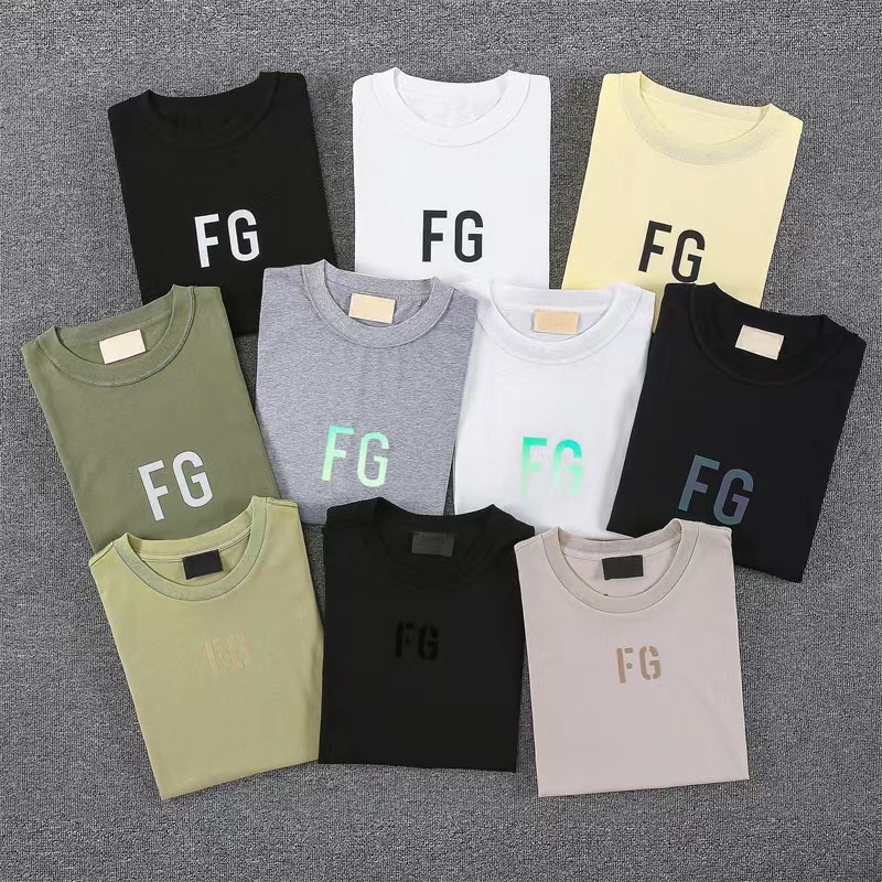 Es Designer Tide T Shirts Chest Letter Laminated Print Short Sleeve High Street Loose Oversize Casual T-shirt 100% Pure Cotton Tops for Men and W-image-924799072