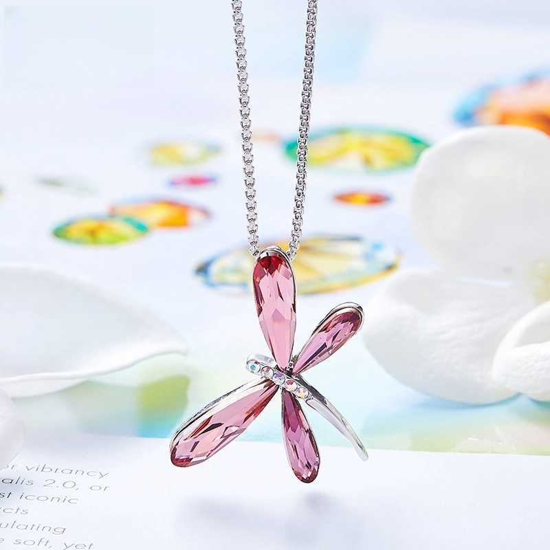 Collier mignon libellule pendentifs bleu autriche cristal colliers pour femmes élégant fête bijoux fins HKD231130