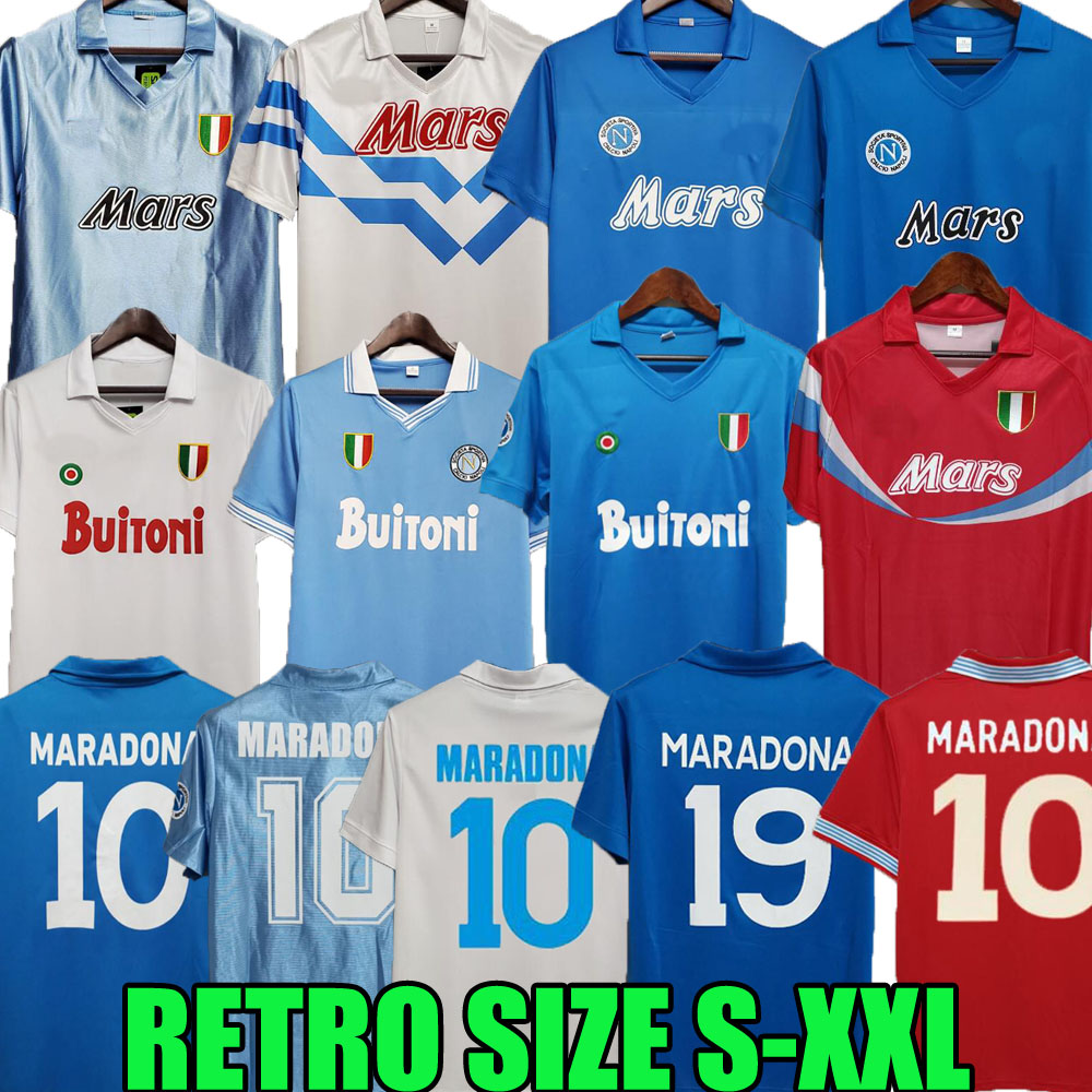 

Napoli retro soccer jerseys #10 Maradona 1986 1987 1988 1989 1990 1991 1992 1993 Naples vintage football shirt T 86 87 88 89 90 91 92 93 Giordano Carnevale Careca Uniforms, 88 89 home