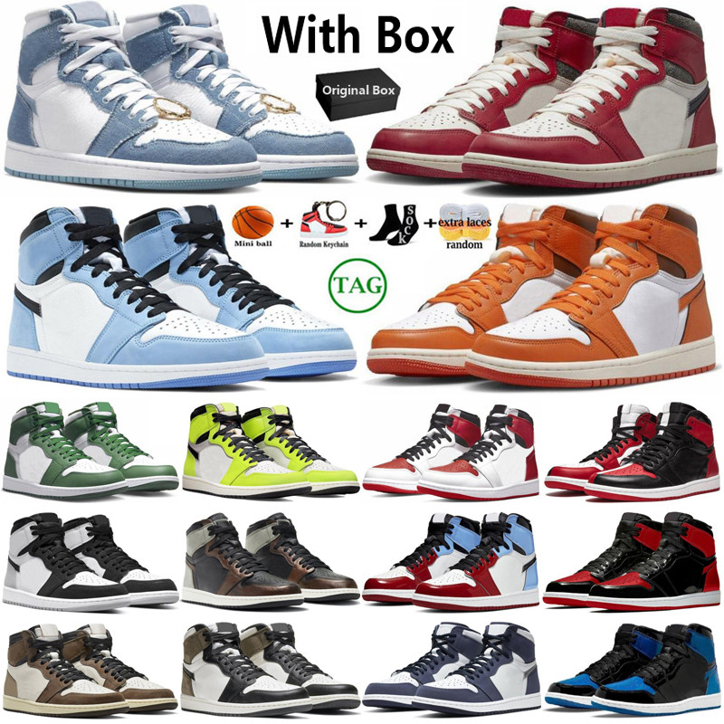 

With Box Jumpman 1 Basketball Shoes Men Women 1s Denim Starfish Lost Found Gorge Green University Blue Stage Haze Black White Dark Mocha Mens Trainers Sports Sneakers