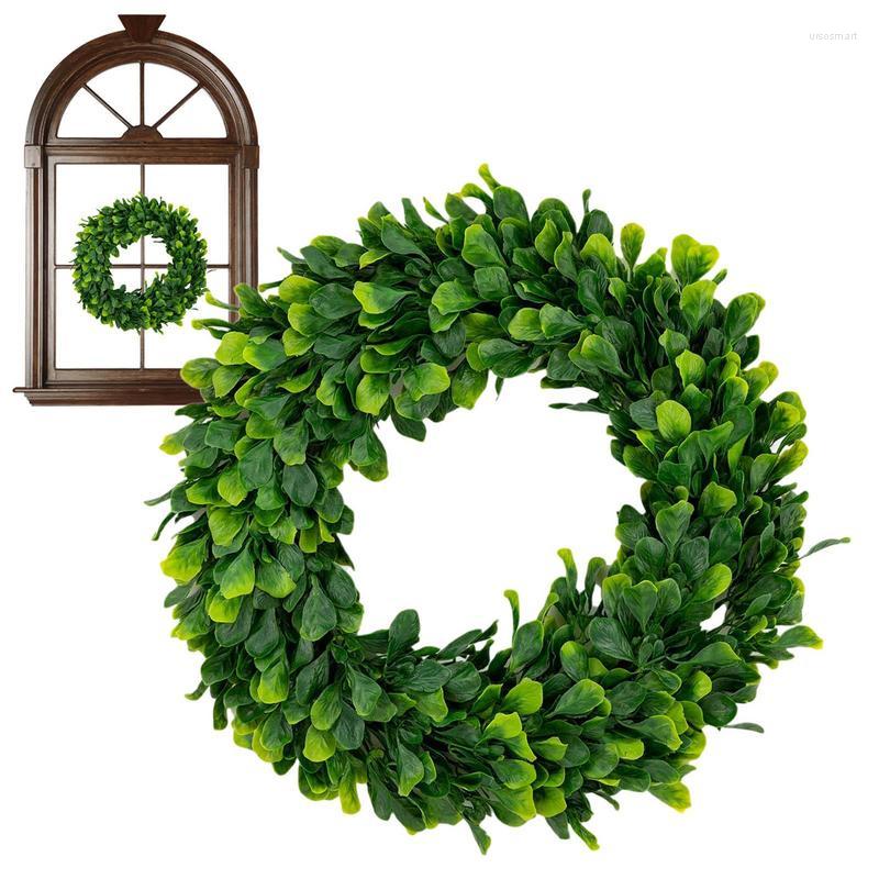 

Decorative Flowers Artificial Plants Boxwood Wreath Green Garland 42cm Faux Fake Wedding Party Door Window Decor