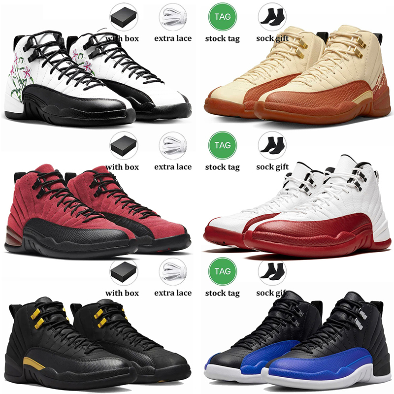 

2023 Cherry 12s Floral mens basketball shoes Jordens Stealth 12 Retro Hyper Royal Playoffs Gym Red A Ma Maniere Black Taxi 25 Years in China Sports Trainers Sneakers, Item (33)