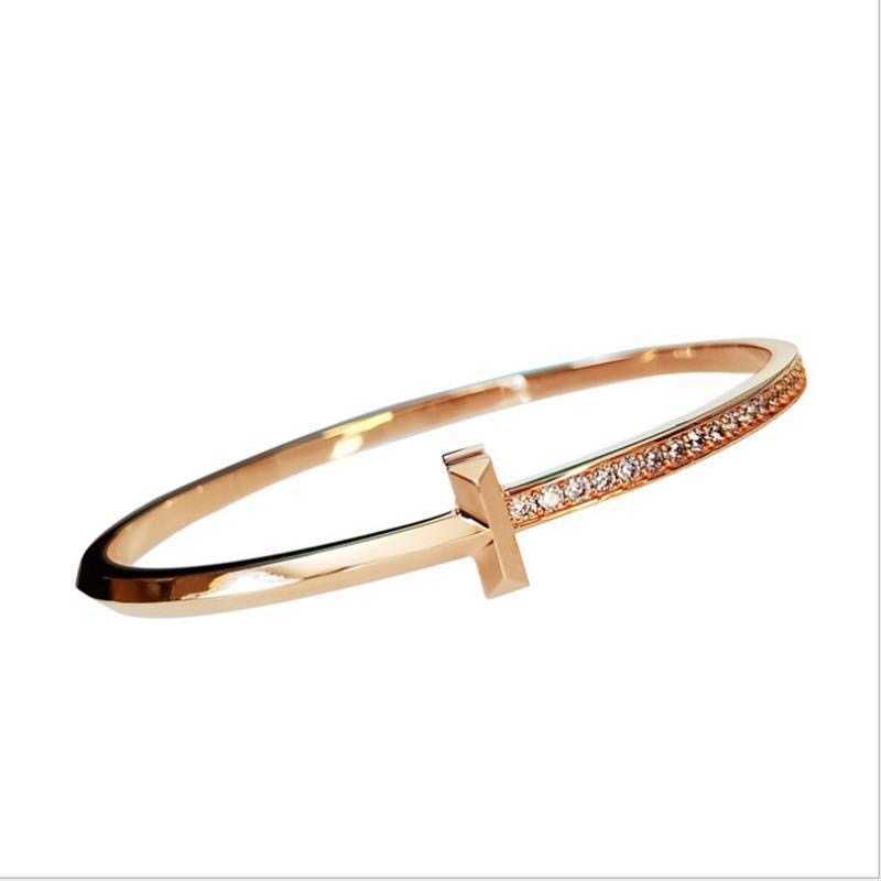 

Bangle Top designer bracelets bangle cable mens bracelet titanium steel unisex wind thick double T shaped women men open symmetric punk hip hop