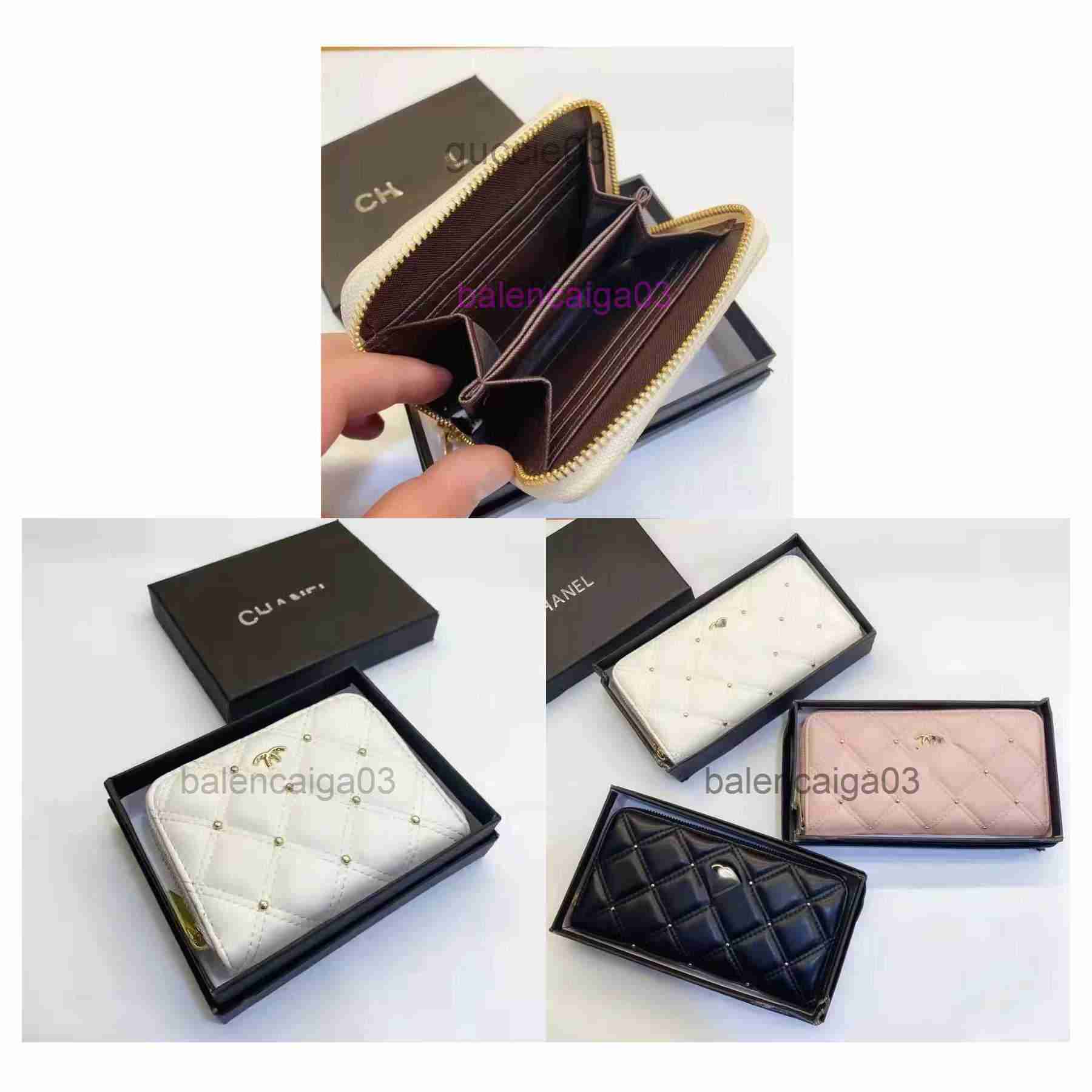 

Designer Channel Wallets Fashion Bag Long Pink Leather Card Holders Womens Mens Luxurious Small Handbag Large Capacity Mini Zipper Bag With Brand Box, Pink short wallet