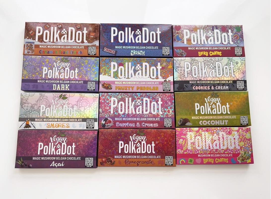

Polkadot Chocolate Bar Package Boxes with Mold 4G Mushrooms Chocolates Bars Packing Box Display 15 Flavors